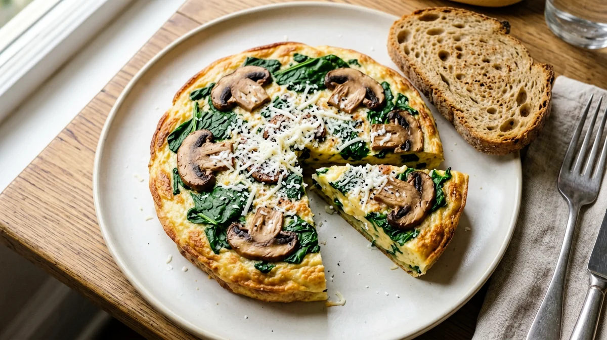 Frittatina di champignon, spinaci e Grana Padano