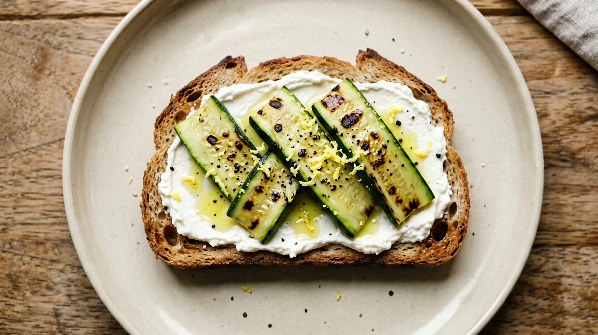 Toast integrale con stracchino, zucchine grigliate e limone