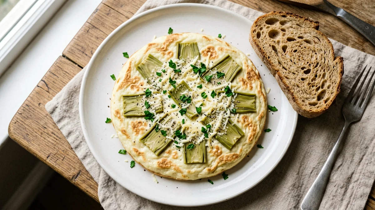 Egg white frittata with artichokes and Grana