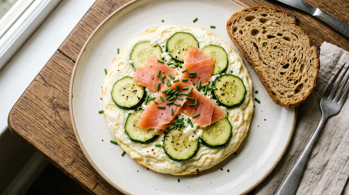 Egg white frittata with smoked salmon and zucchini