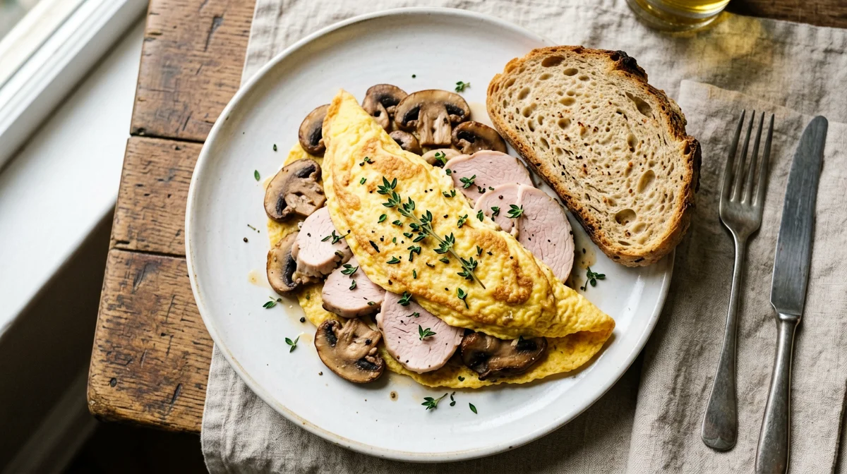 Turkey, mushroom and thyme omelette