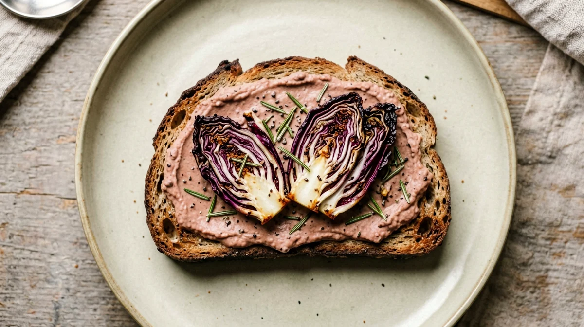 Pane di segale con crema di borlotti e radicchio