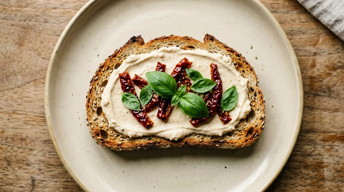 Multigrain bread with cannellini cream and sun-dried tomatoes