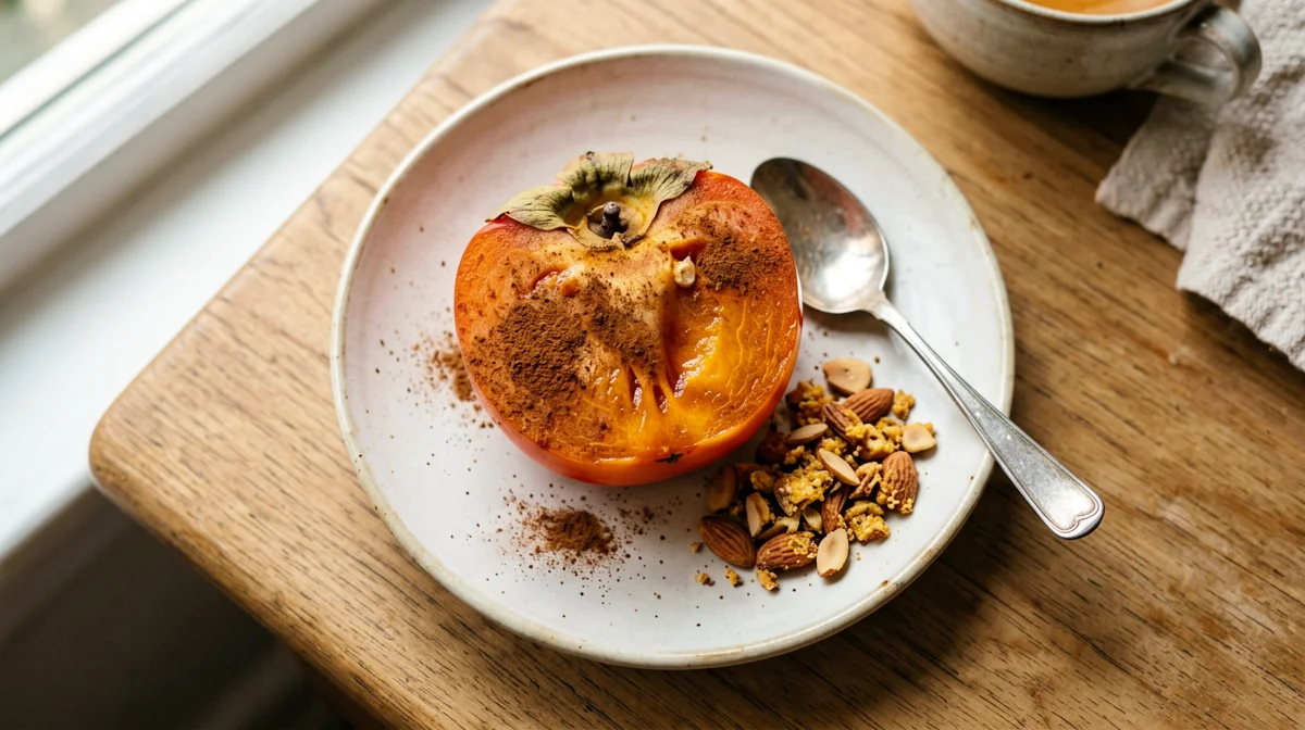 Spoonable persimmon with toasted almonds