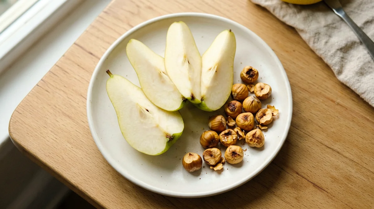 Pera a spicchi con nocciole tostate