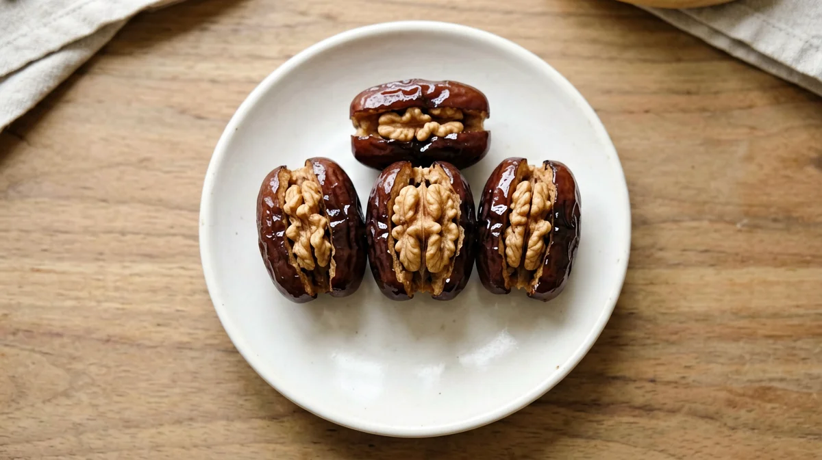Dates stuffed with walnut halves