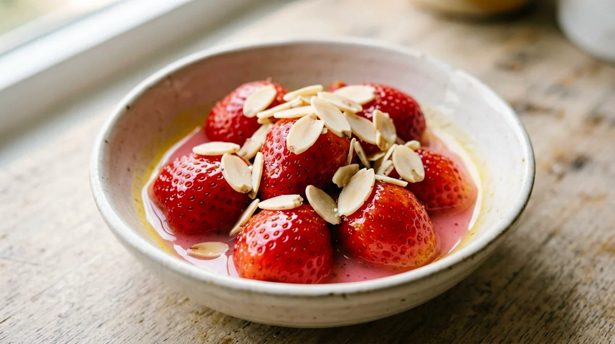 Fragole al limone con mandorle a lamelle