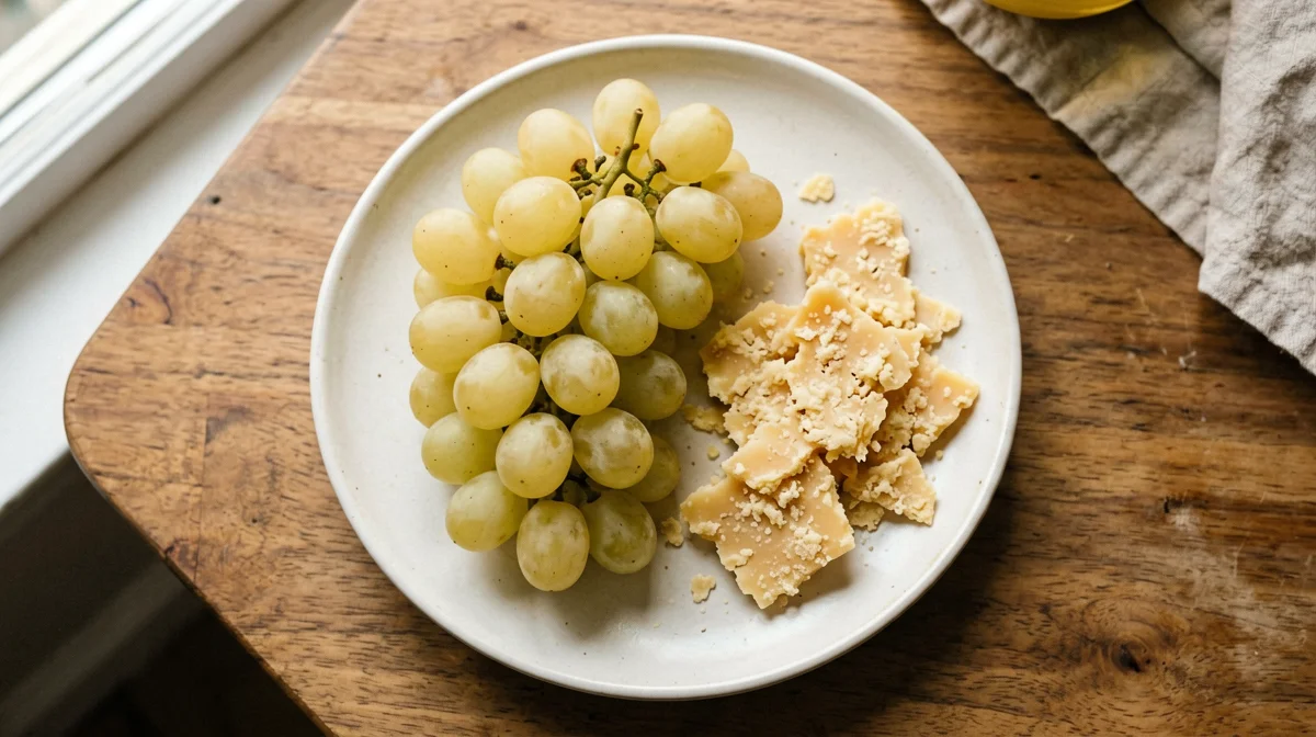 Acini d'uva con scaglie di grana