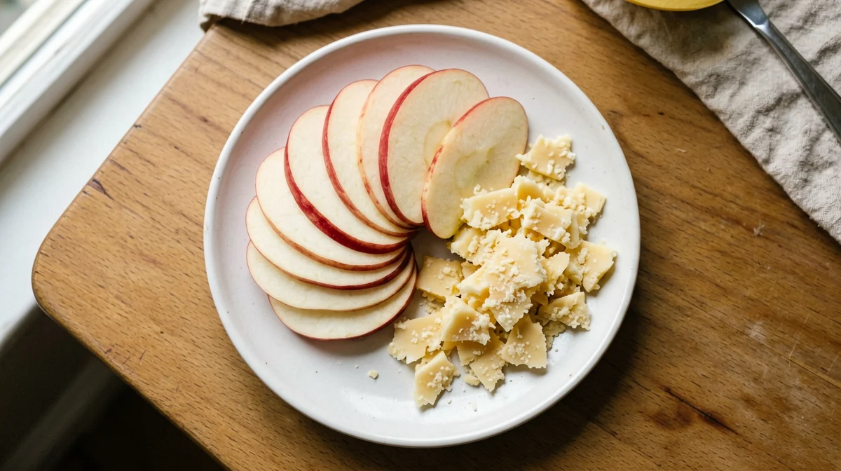 Sliced apple with Parmigiano Reggiano