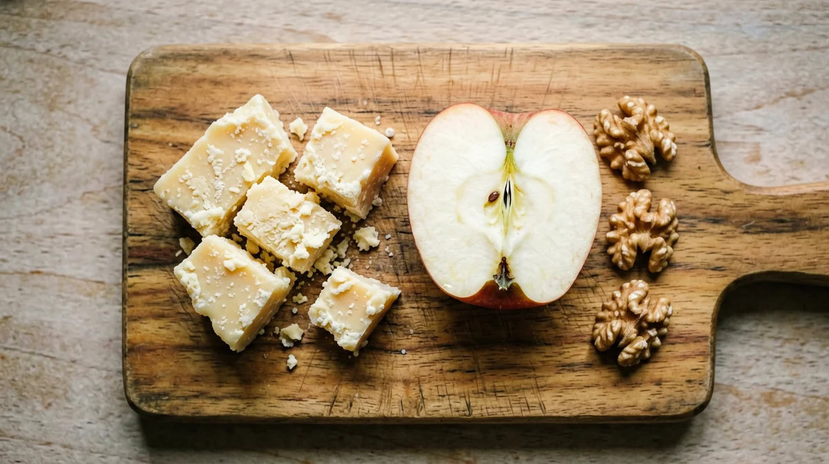 Grana Padano, noci e mezza mela
