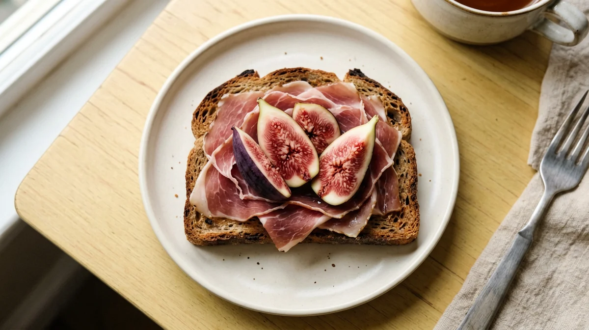 Rye bread with prosciutto crudo and fresh figs
