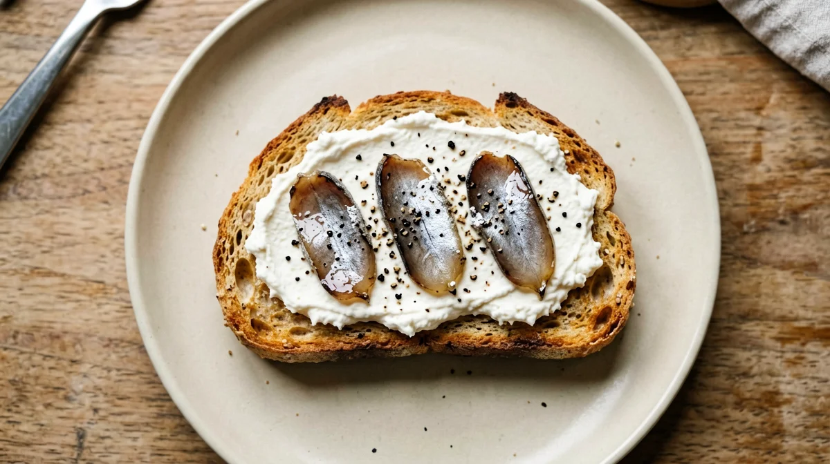 Ricotta and anchovy crostino