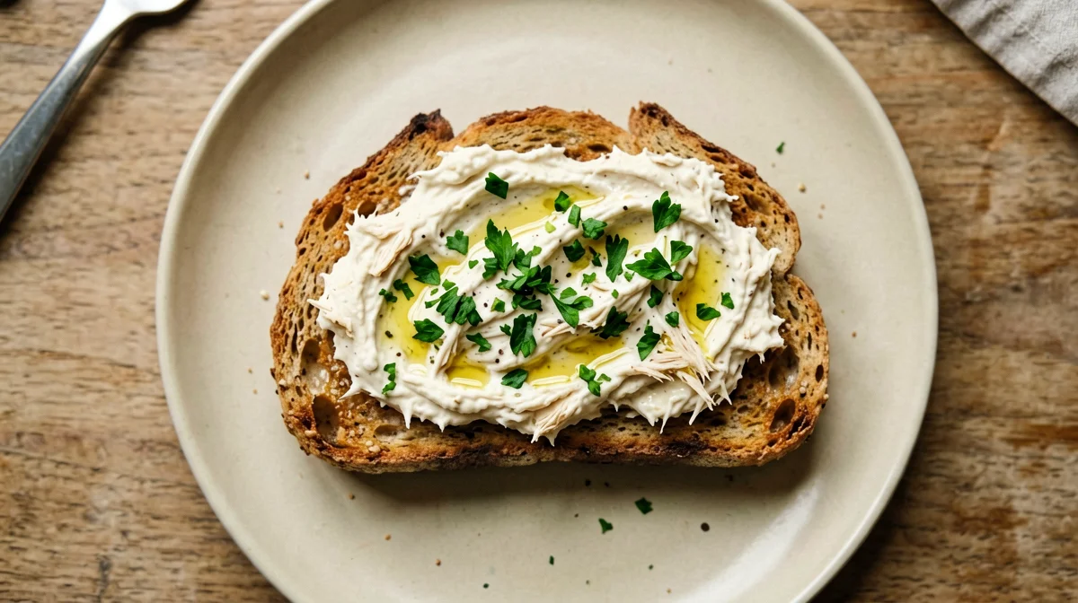 Crostino with light creamed salt cod