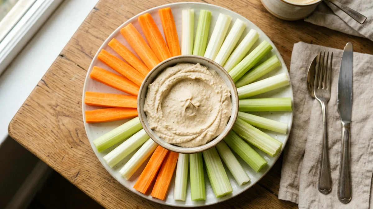 Carrot and fennel crudités with hummus