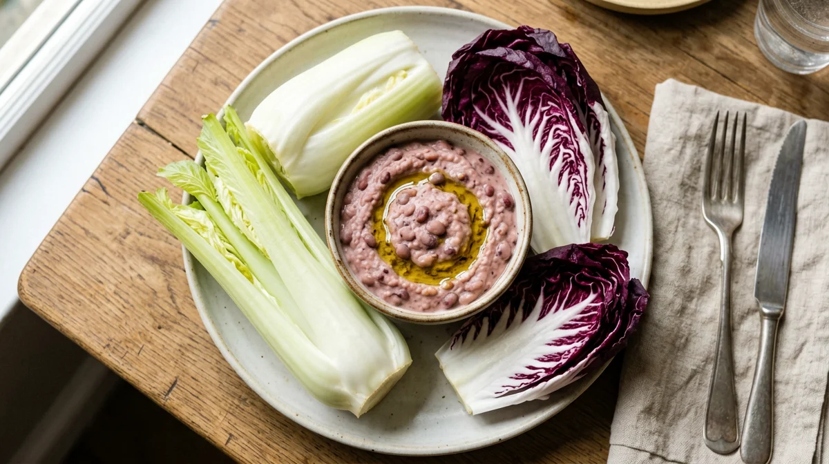Finocchio e radicchio con crema di borlotti