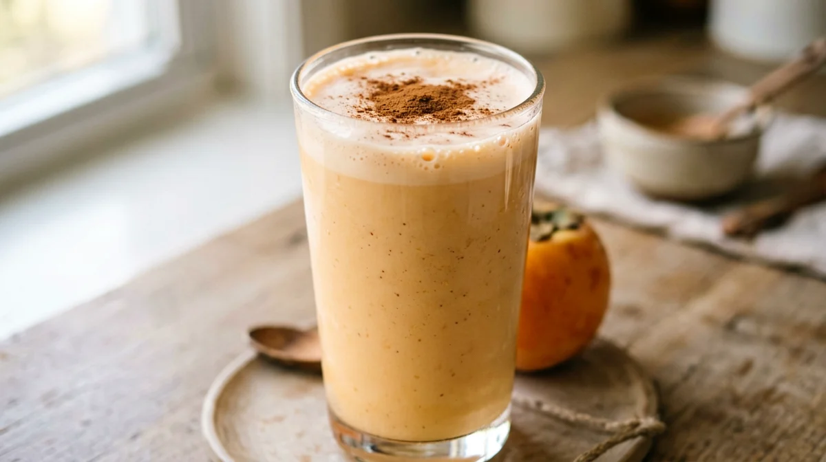 Persimmon and milk smoothie with cinnamon