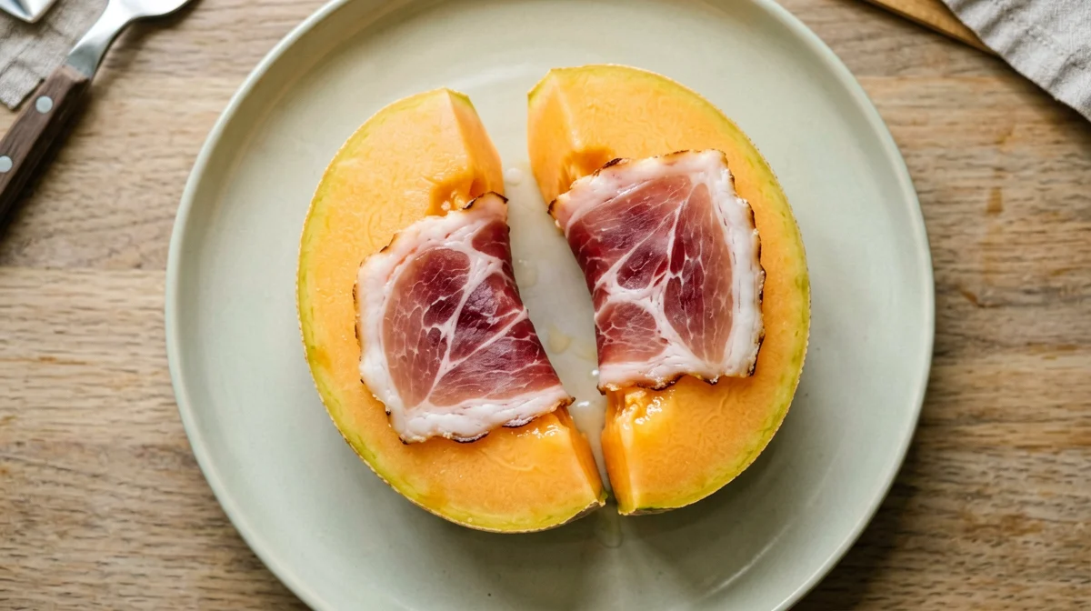 Fette di melone con prosciutto crudo sgrassato