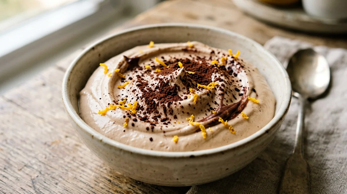 Mousse di ricotta all'arancia e cacao amaro