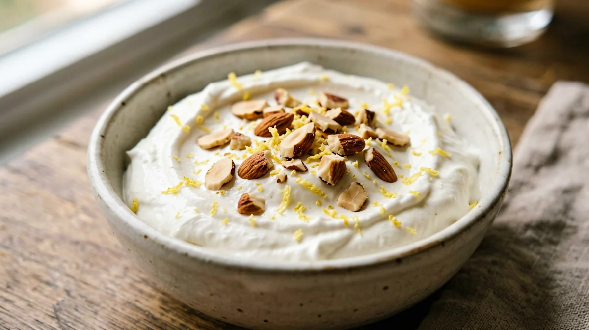 Budino di ricotta al limone con mandorle tostate