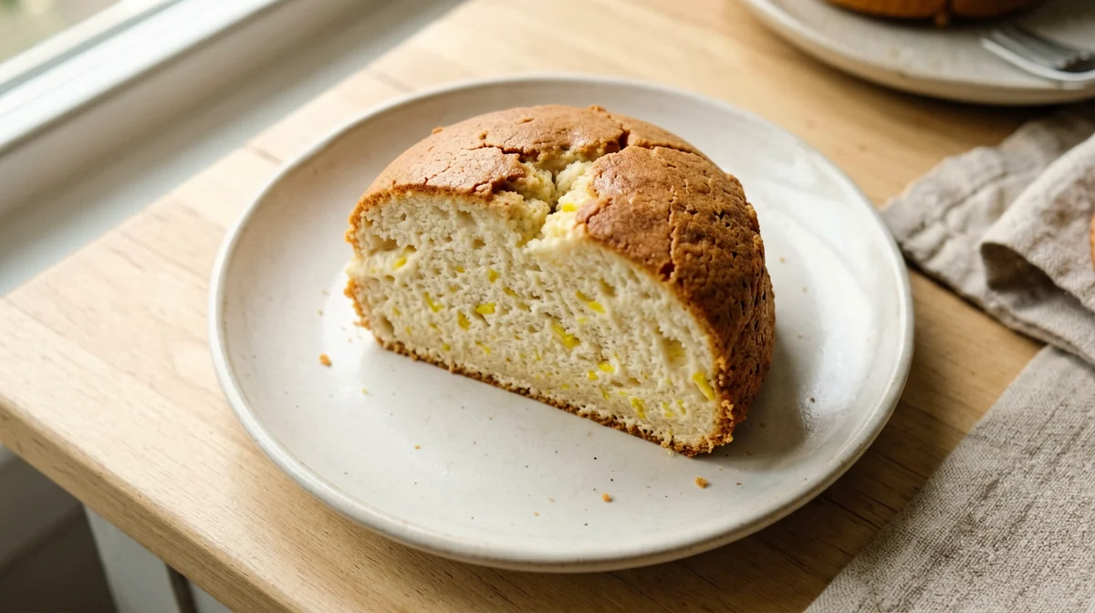 Fetta di ciambellone allo yogurt e scorza di limone