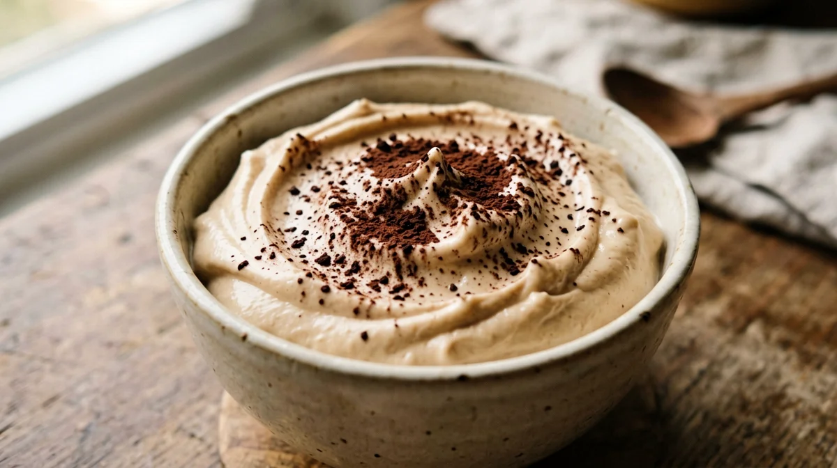 Coffee ricotta cream with cocoa