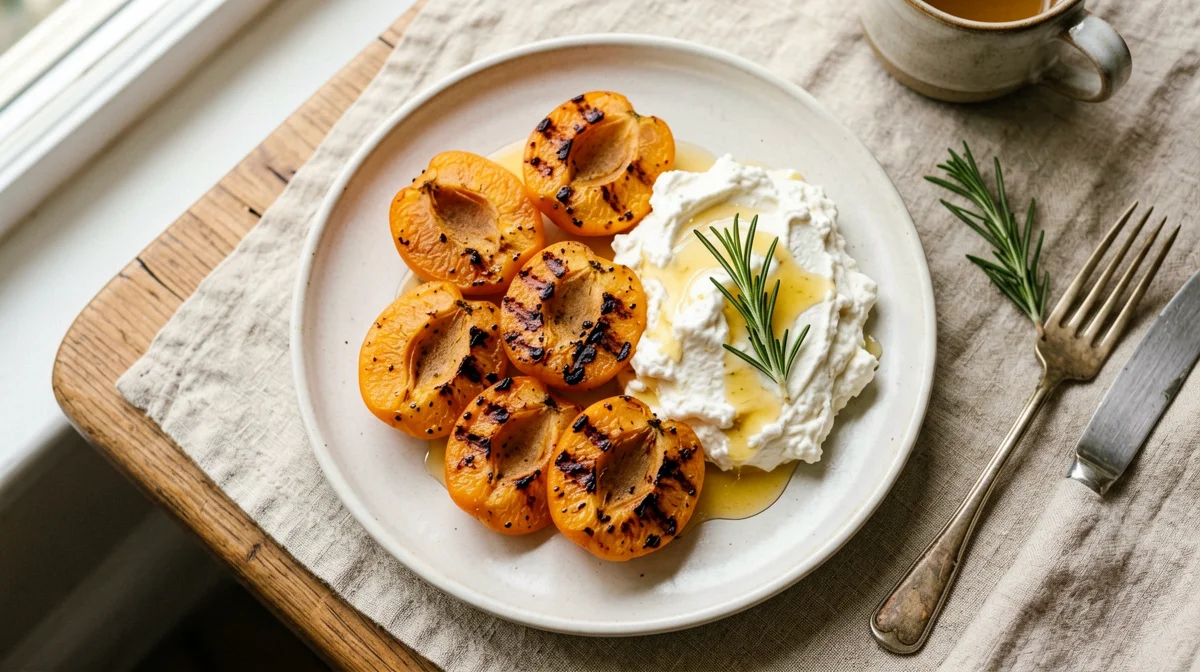 Albicocche grigliate al rosmarino con ricotta