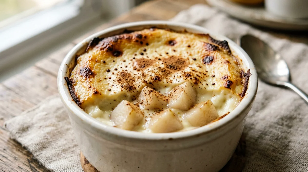 Baked ricotta and pear pudding