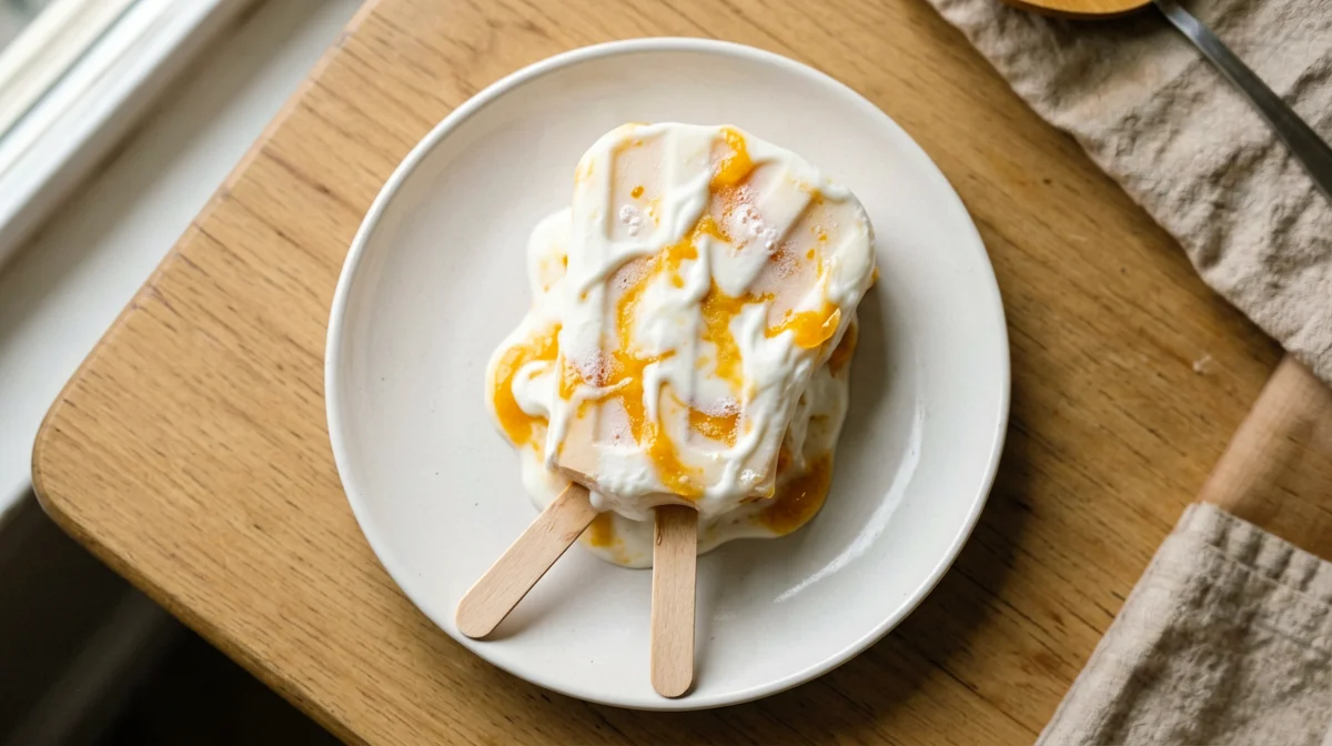 Greek yogurt and apricot ice pop