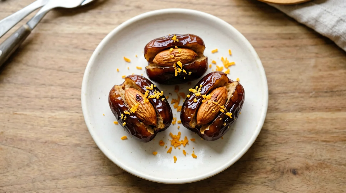 Dates stuffed with almonds and orange zest