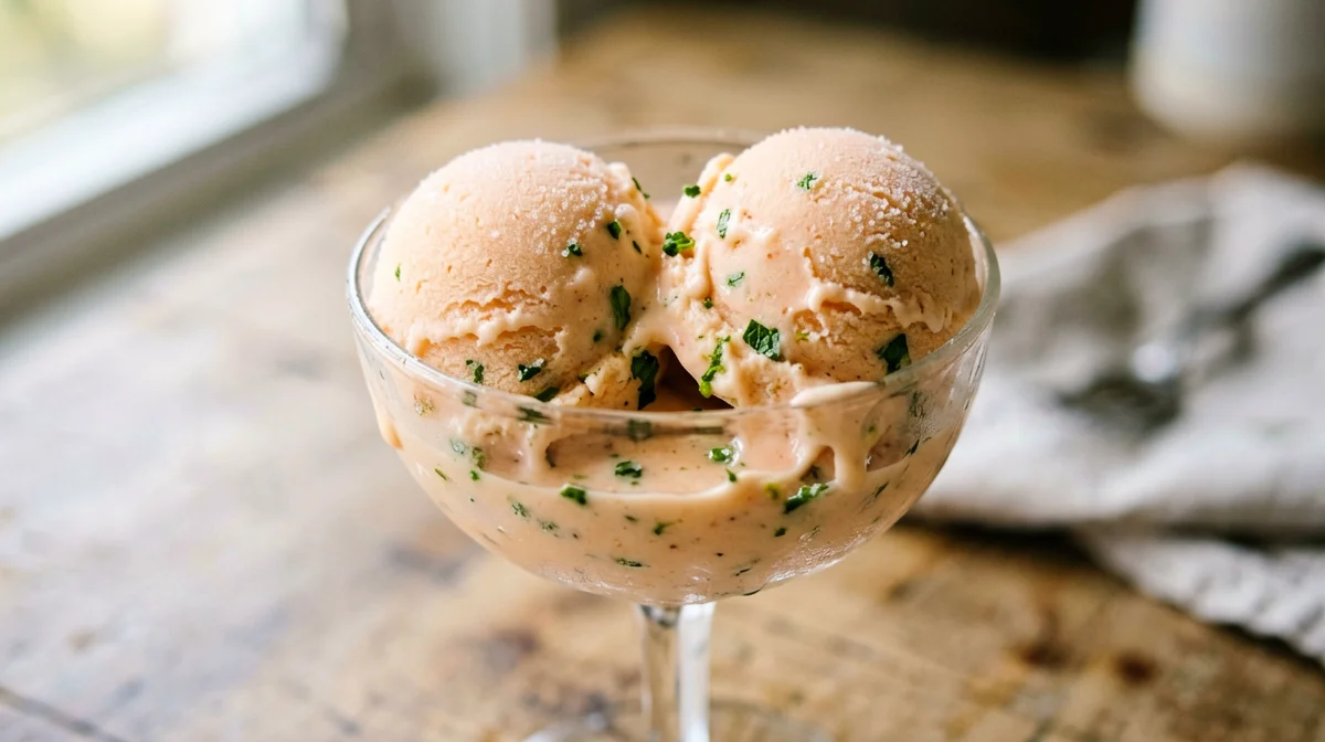 Peach and mint sorbet