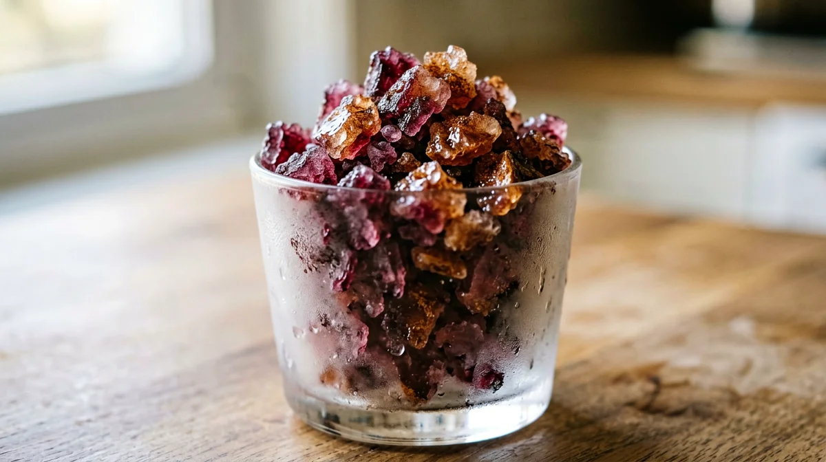 Plum granita with cinnamon