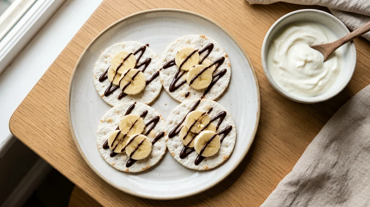 Gallette di riso con cioccolato fondente e banana