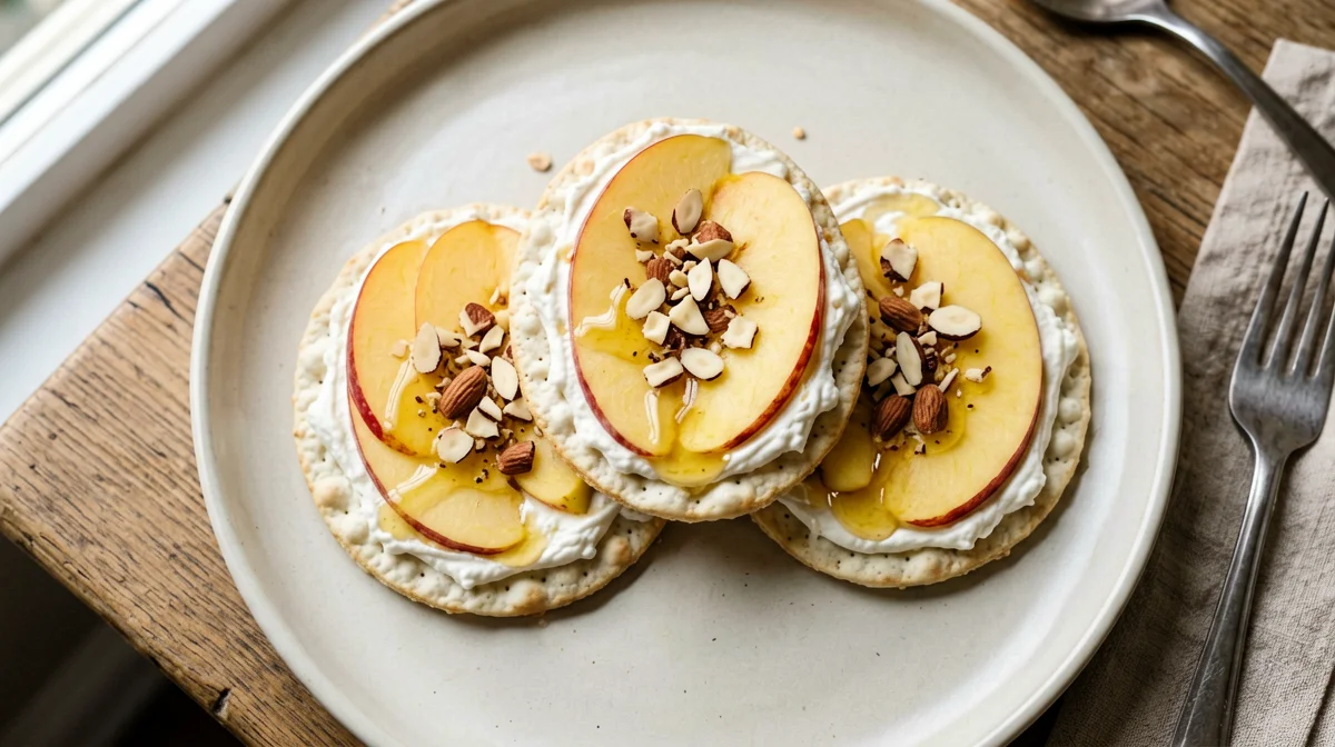 Rice cakes with skyr and nectarine