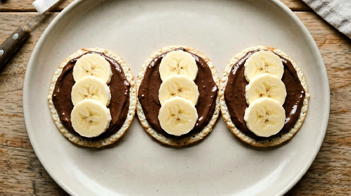 Corn cakes with cocoa chickpea spread and banana