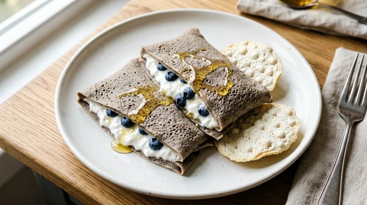 Gallette di grano saraceno fatte in casa con mirtilli e skyr