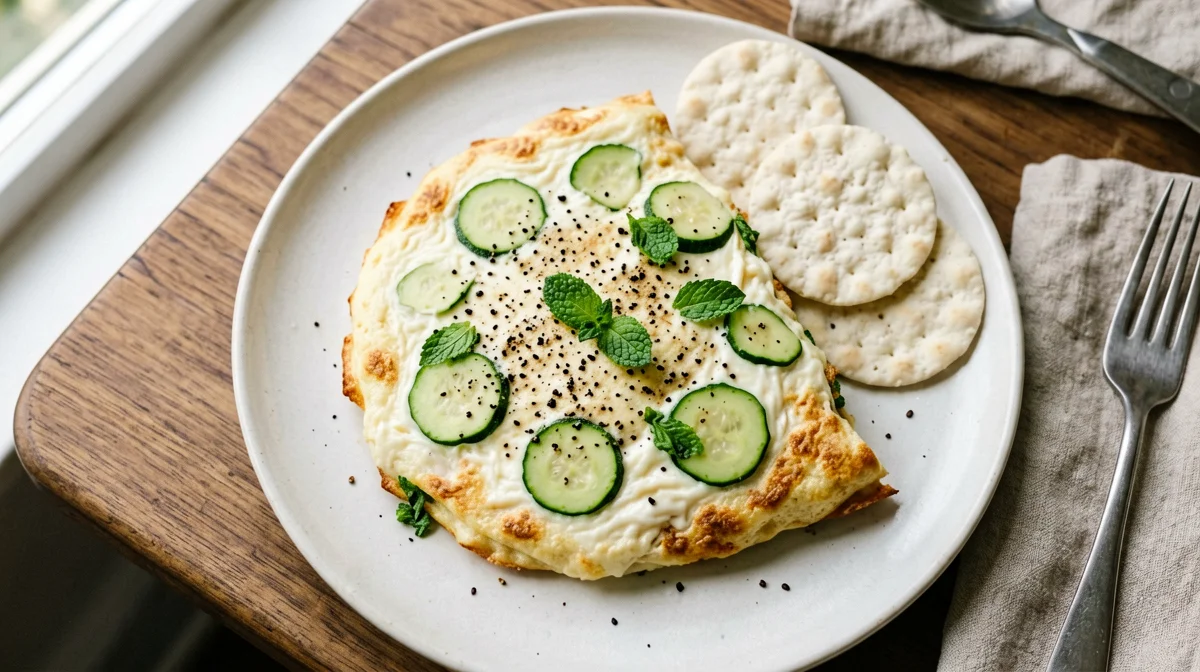 Egg white frittata with zucchini and mint on rice cakes