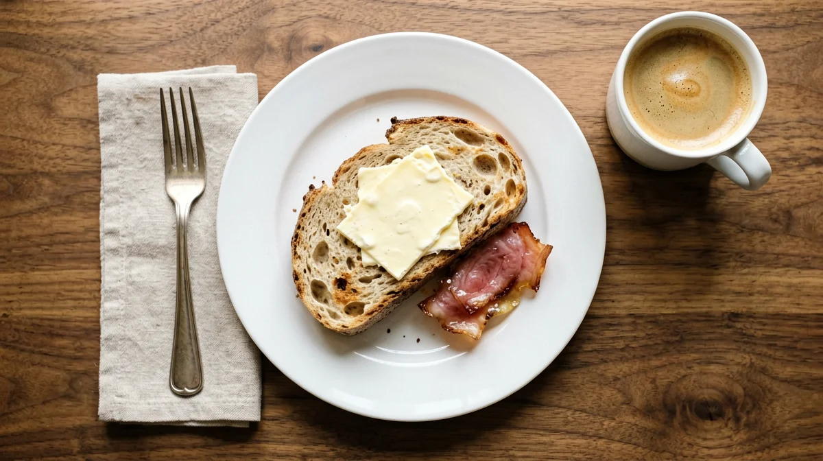 Pane, burro e marmellata con caffellatte