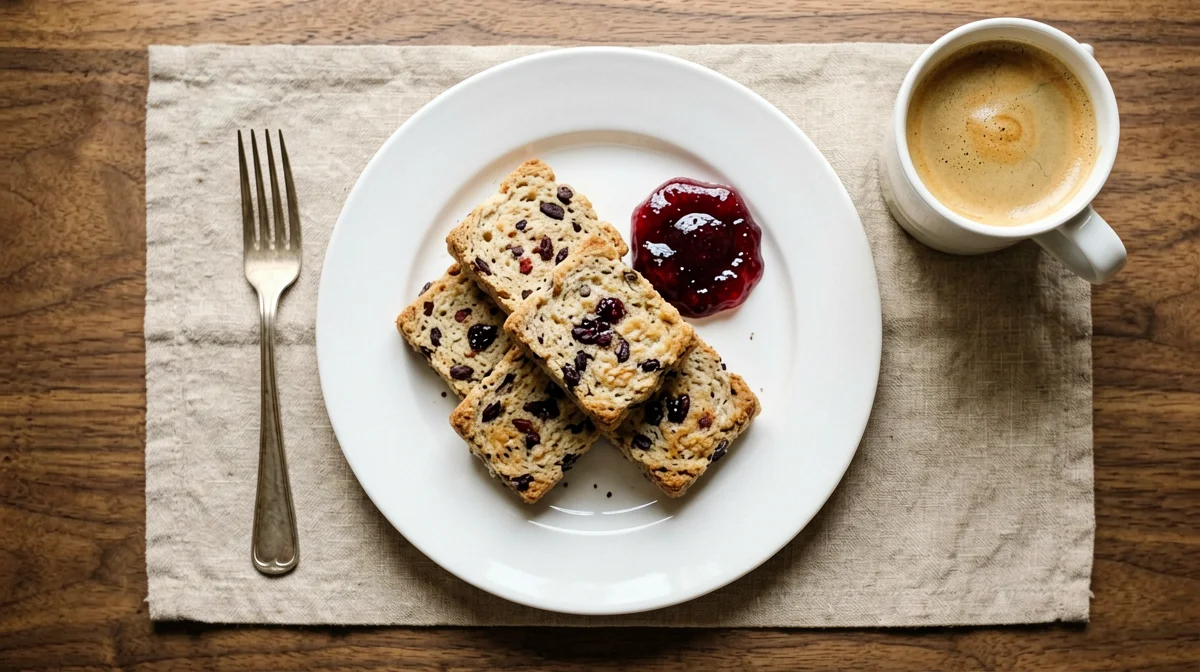 Fette biscottate con marmellata e caffellatte