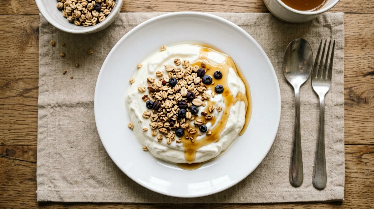 Yogurt with muesli and honey