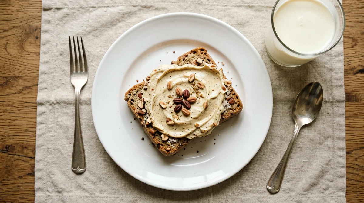 Rusks with hazelnut spread and milk