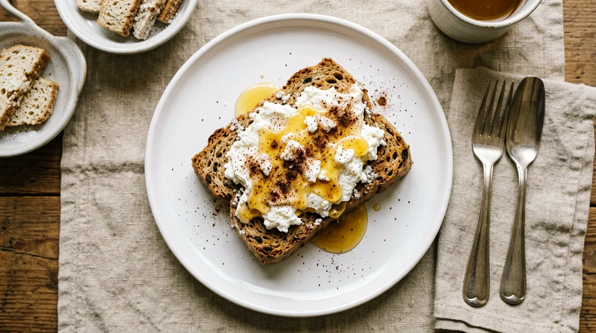 Rusks with ricotta, honey and cinnamon