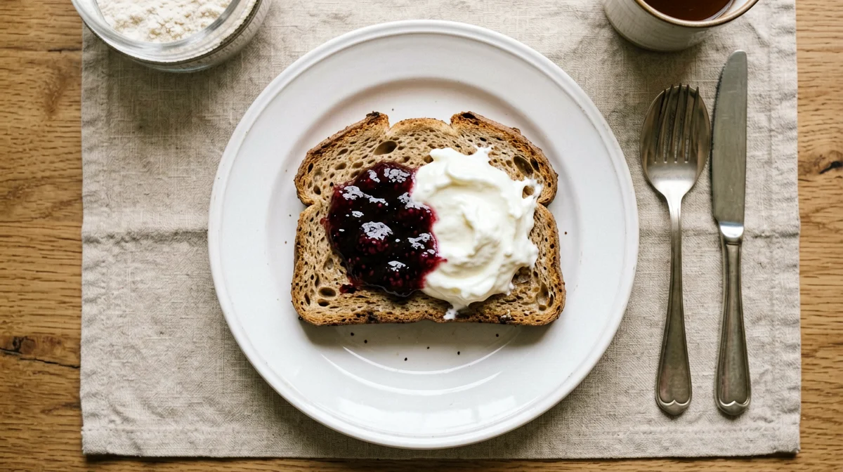 Pane integrale con marmellata e yogurt