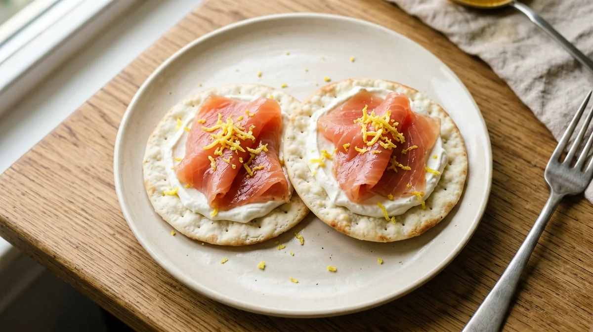 Corn cakes with smoked salmon and ricotta