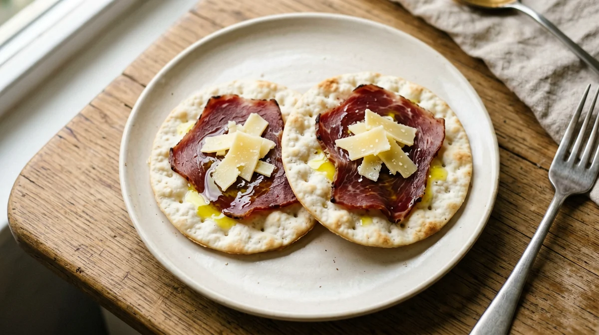 Gallette di riso con bresaola, grana e succo di limone