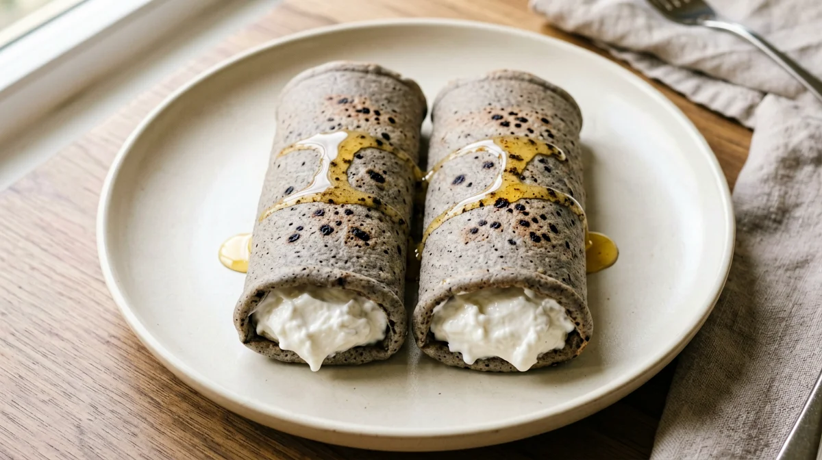 Tuscan necci with sheep ricotta and honey