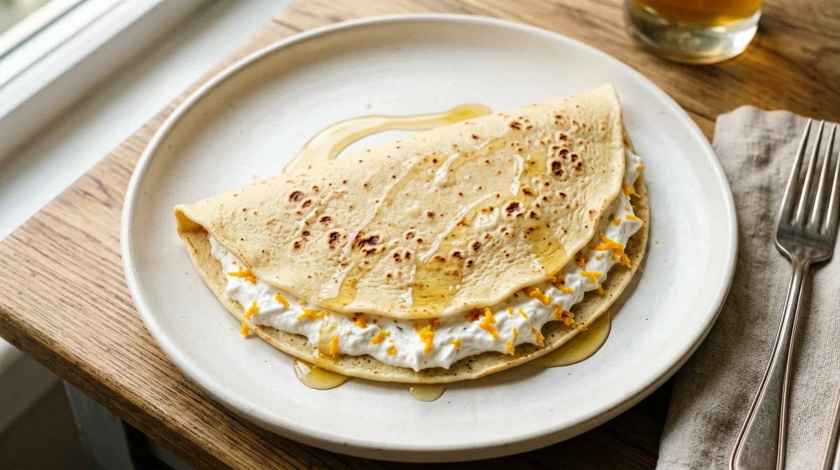 Crespella sottile con ricotta e scorza d'arancia