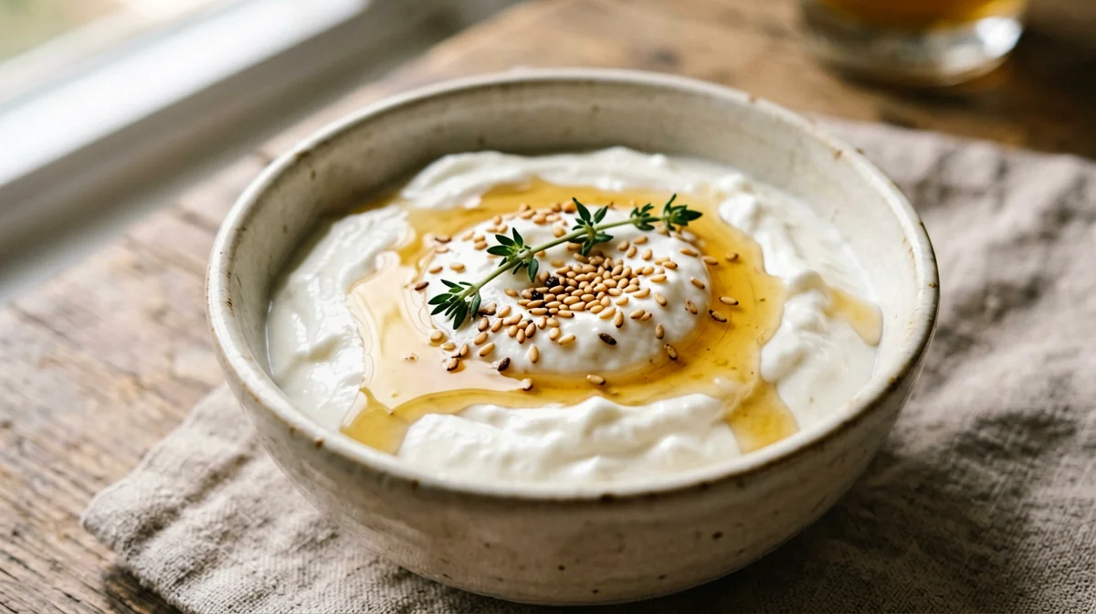 Greek yogurt with toasted sesame and thyme honey