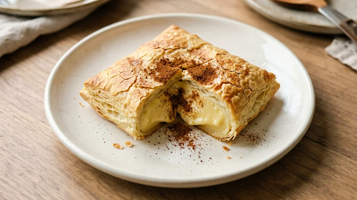 Light bougatsa with filo and cinnamon semolina custard