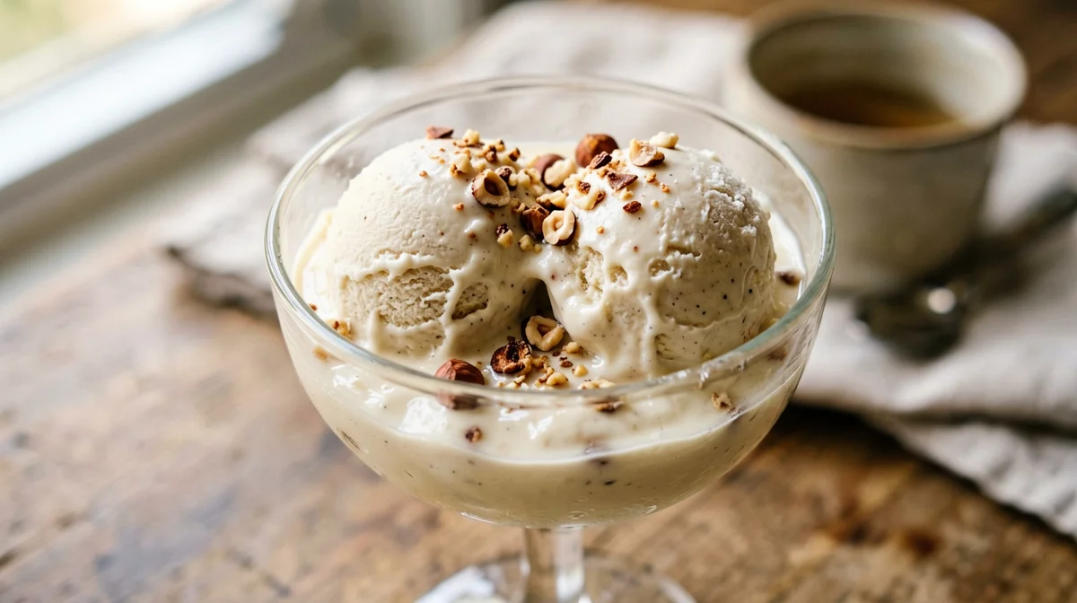 No-churn hazelnut Greek yogurt ice cream