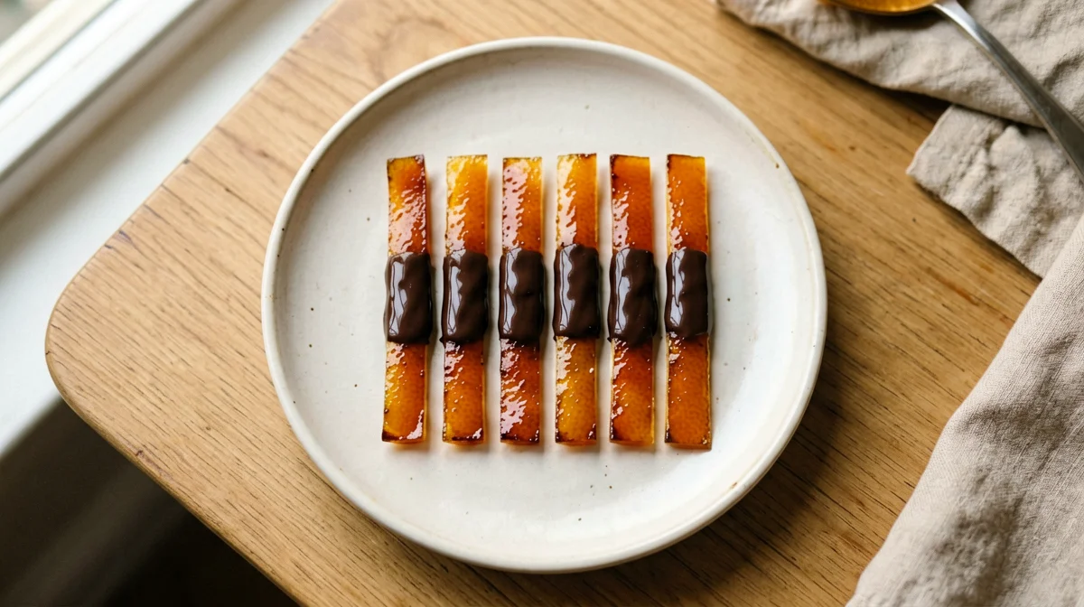 Scorzette d'arancia candite al cioccolato fondente